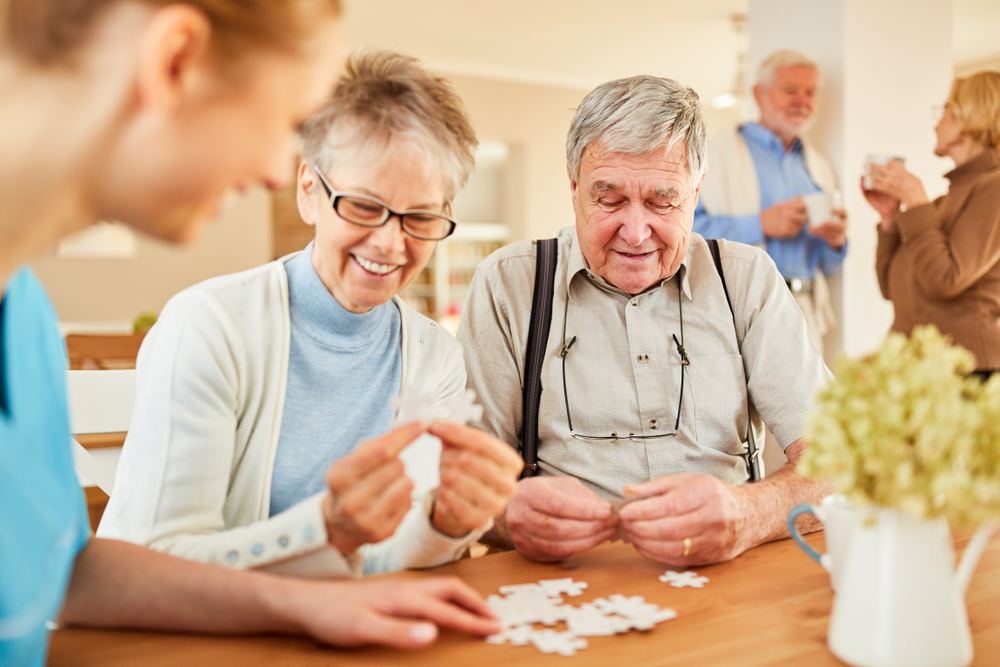 Seniors playing games together