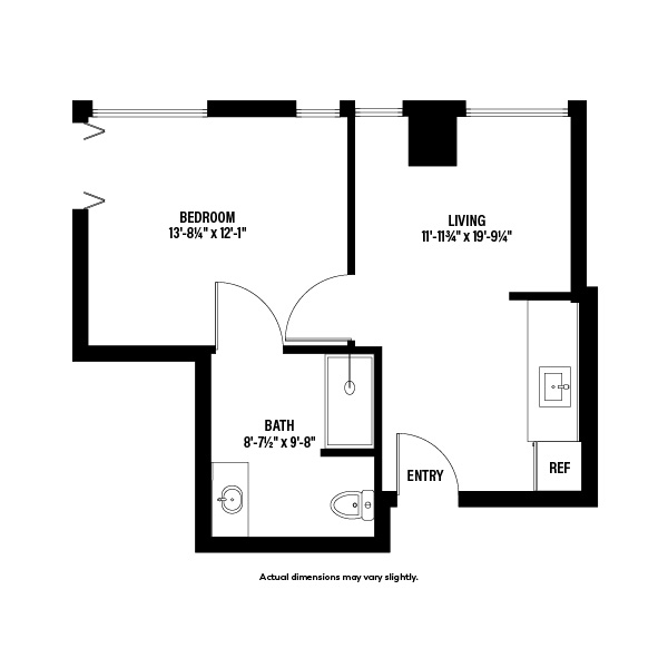 Assisted living apartment floor plan at The Stayton