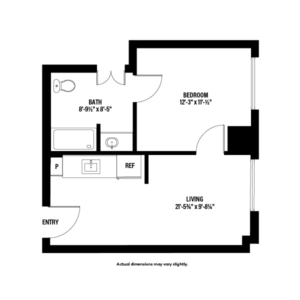 An assisted living apartment floor plan at The Stayton