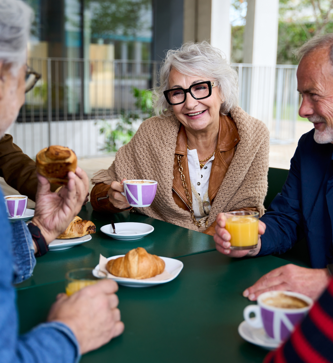 Seniors get together to have coffee and brunch
