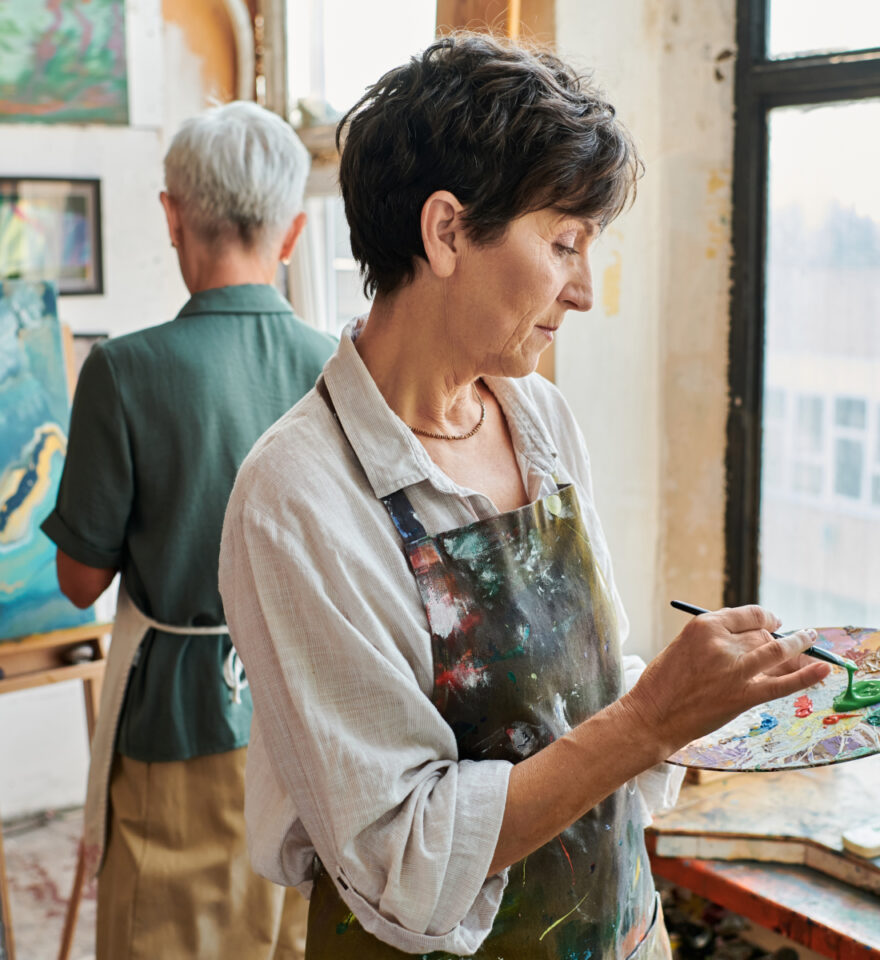 Senior women in a painting studio
