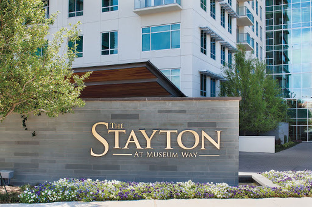 Stayton at Museum Way, a senior living community in Fort Worth Texas, entrance sign